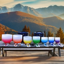 Aria Gradient Frosted Quartz Crystal Singing Bowls for Yoga & Meditation