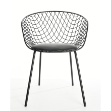 Metal dinning arm chair leather cushion dining chair