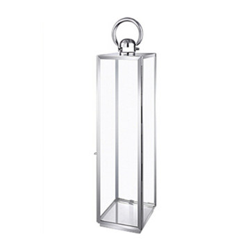 Square Silver Hurricane Candle Lantern