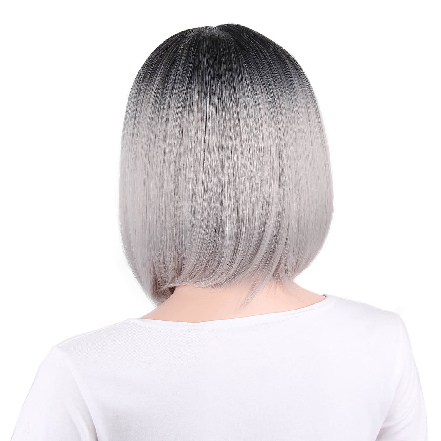 Vigorous Wholosale Ombre Blonde Wigs Synthetic Middle Side WigsCosplay Short Silky Straight Bob Wigs For Women Heat Resistant