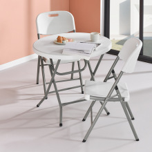 Portable White Plastic Folding Dining Tables Chairs
