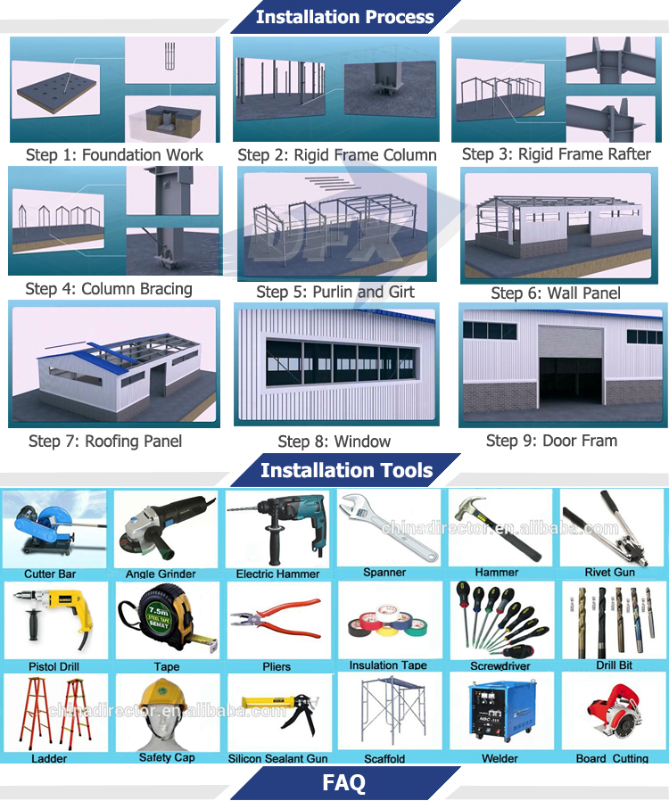 Lightweight Clear Span Metallic Roof Structure Steel Frame Warehouse