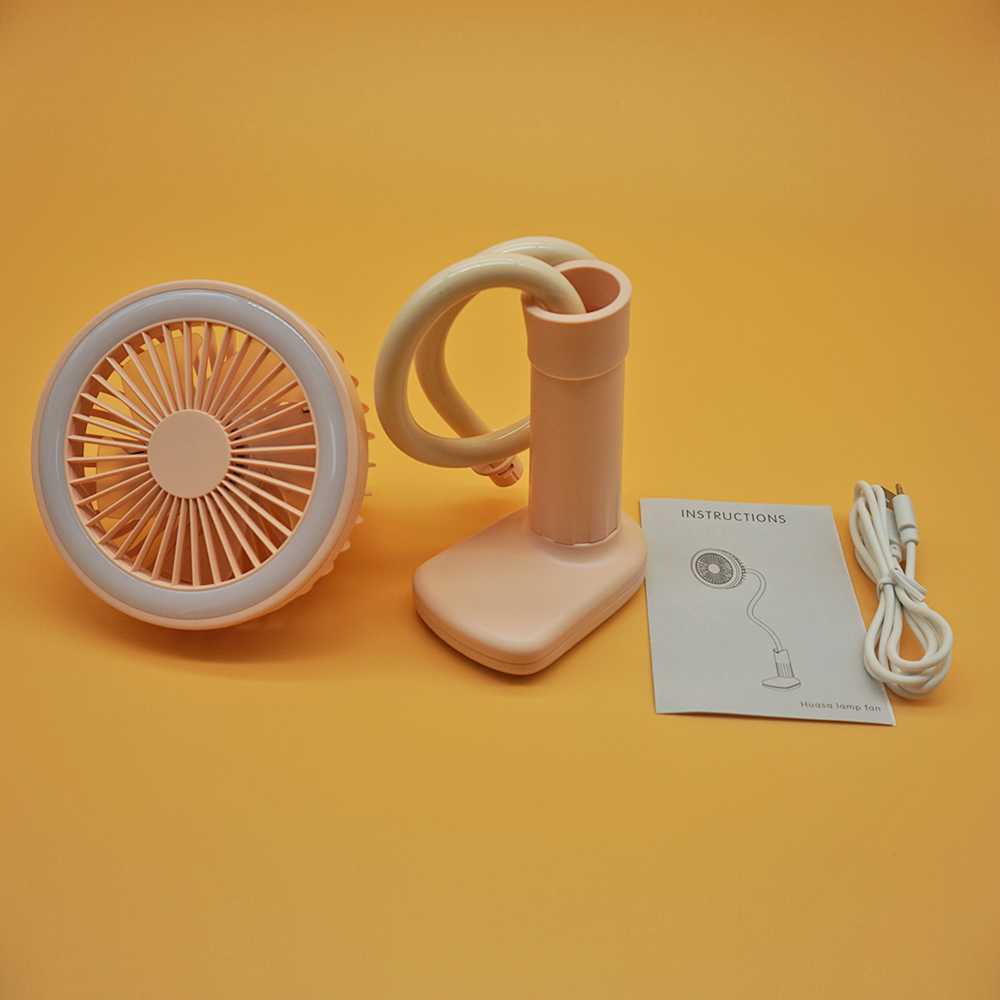 Best summer gift for students USB rechargeable design mini USB desk fan with LED light