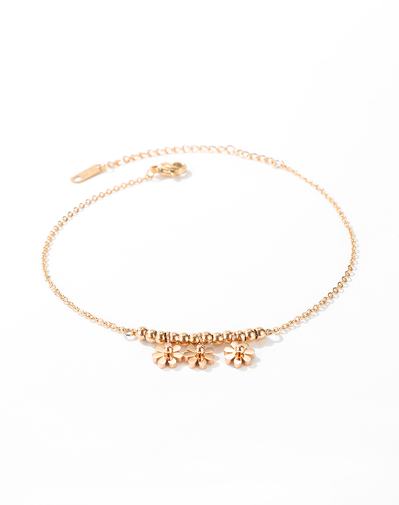 cute rose gold women little daisy flower charm anklets stainless steel foot chain anklet for girls