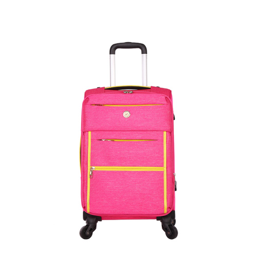 Roze trolleybagage voor dames, zacht polyester