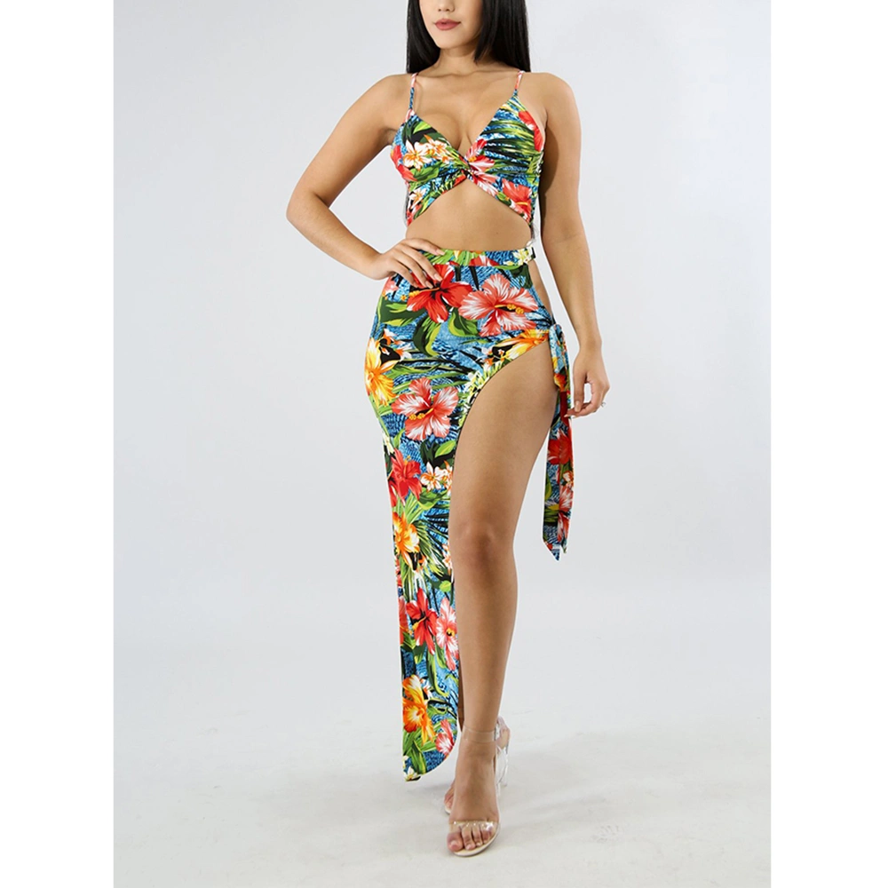 Sexy Women's Dress Standard Size Sling Print Beach Club Two-Piece Suit