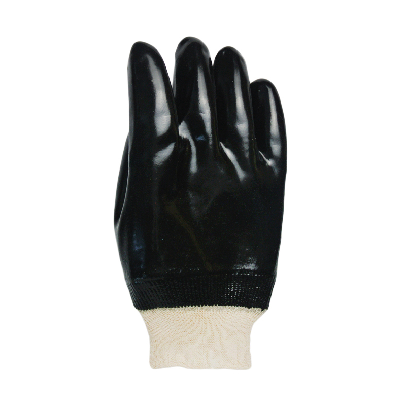 Schwarze PVC-beschichtete Handschuhe Baumwoll-