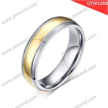 Simple design men titanium rings with golden plated