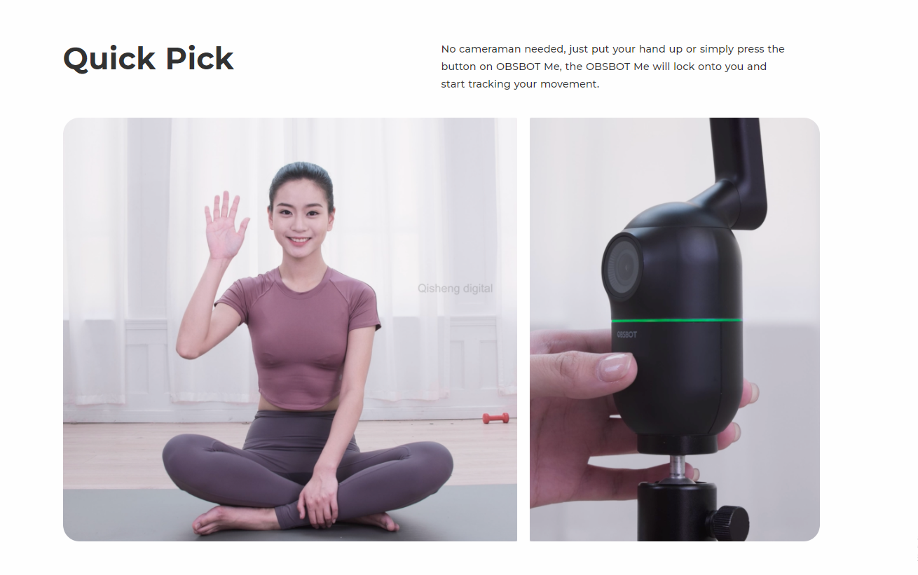 OBSBOT Me AI Powered Selfie Phone Mount Auto Tracking for Smartphone Selfie Vlog Live streaming Video Call Meeting