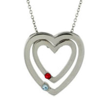 Double Hearts Crystal Monthers Pendant