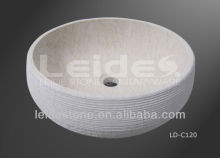 Beige marble basin yellow marble vanity wash basin