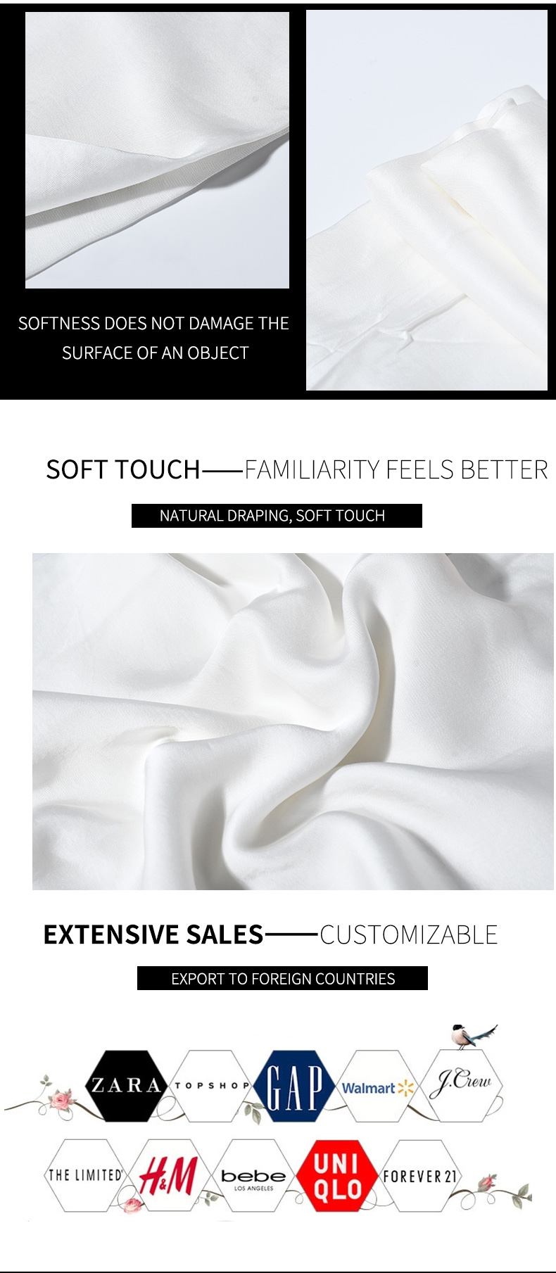 White rayon Embedding Satin weave cotton fabric