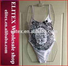 Wholesale White English Note Fashion One Piece Woman Swimwear 2017