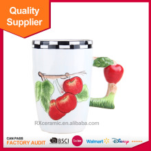 3D Creative customised fruit shape ceramic mug set with full decal