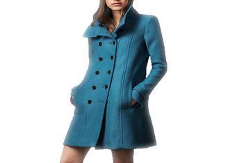 Long Wool Double Breasted Ladies Fashion Coats Long Sleeve