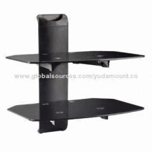 DVD Wall Stand with Two Racks, Tempered Glass