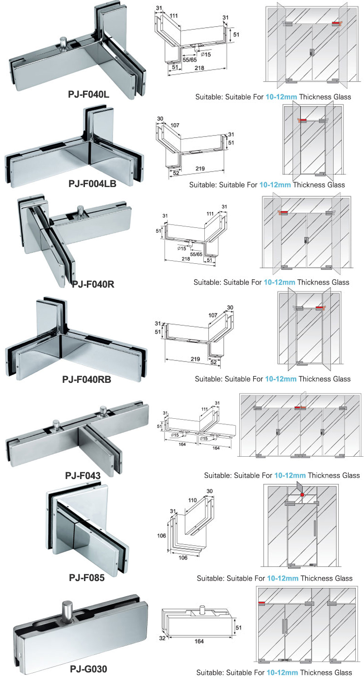 China Wholesale Price stainless steel patch fitting hardware door glass fitting for 8-12mm tempered glass