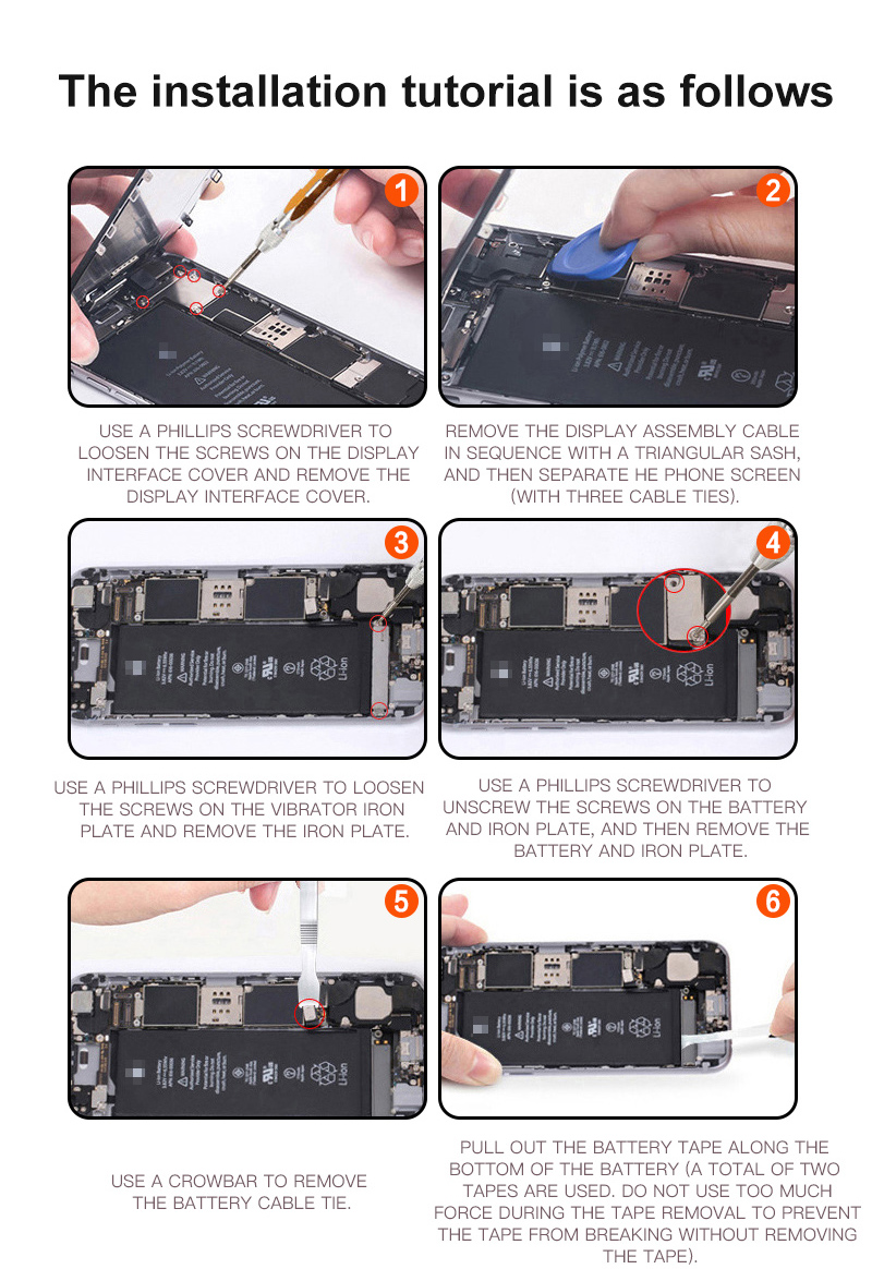 accept oem 0 cycle battery for iphone 6p 2915mah original lithium polymer battery for iphone 6 plus