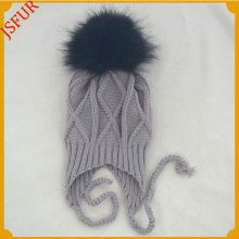 Jsfur Wholesale Children Winter Hat Plait Fur Pom Pom Hat