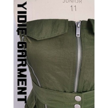 Corsetto per aviatore verde in nylon waterproof per donne