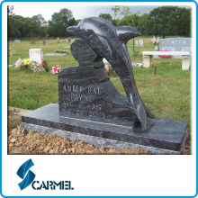Popular Blue Granite Dolphin Tombstone