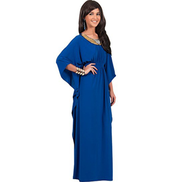 Beautiful Lady Fashion Mexican Peasant Boho Long Beaded Maxi Dress Ankle-Length Formal Evening Dress