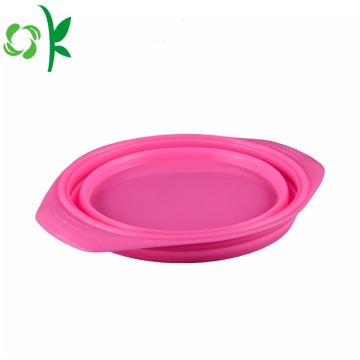 Pink Dog-bowl Collapsible Silicone Pet Bowl with Cover