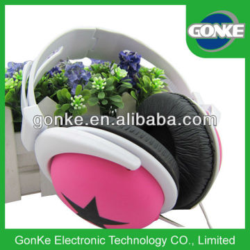 pink star stereo headphone