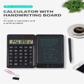 Calculadora negra multifunción con bloc de notas