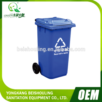 100L Ouotdoor dustbin blue Plastic dustbin with wheels