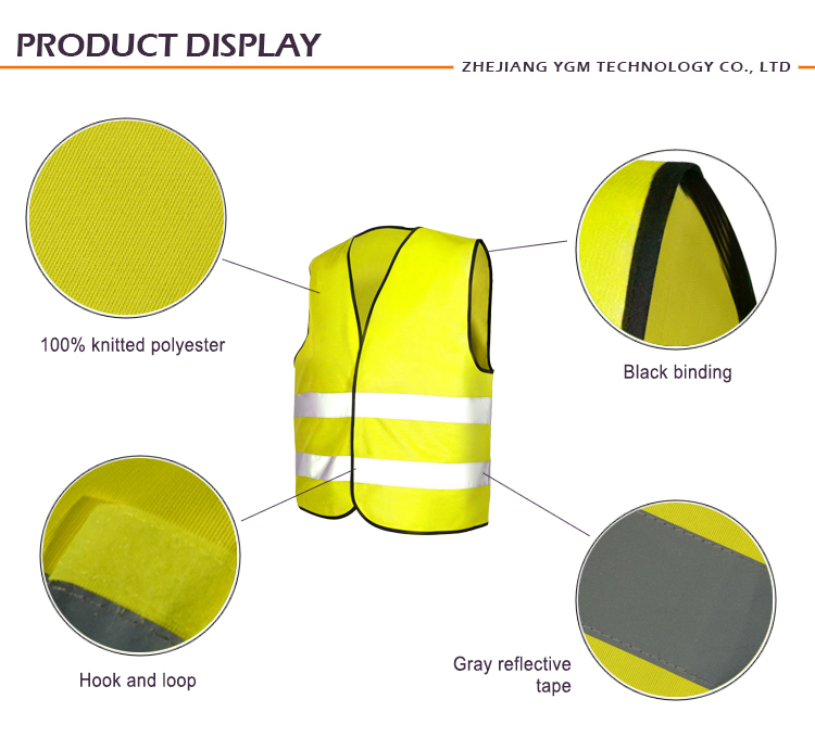 High visibility polyester security warning construction reflective safety vest