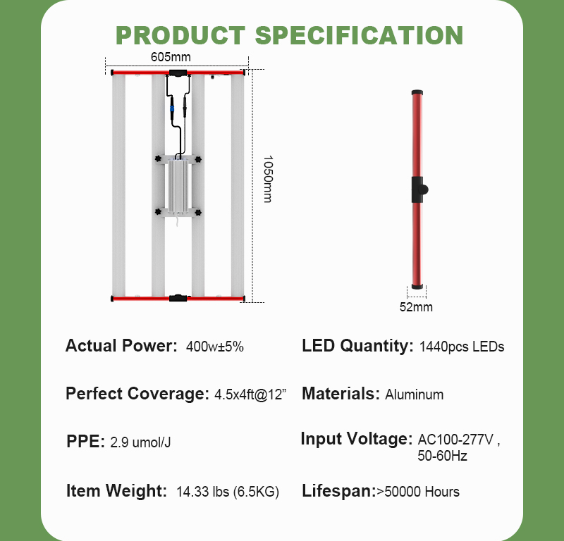 LM301H Hafif 400W Büyümek Sera İç Mekan Dikim