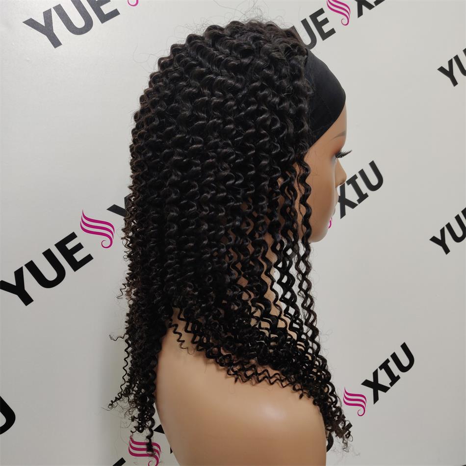 100% Brazilian Human Hair Wigs natural color kinky curly headband wigs for black women cheap headband wig human hair