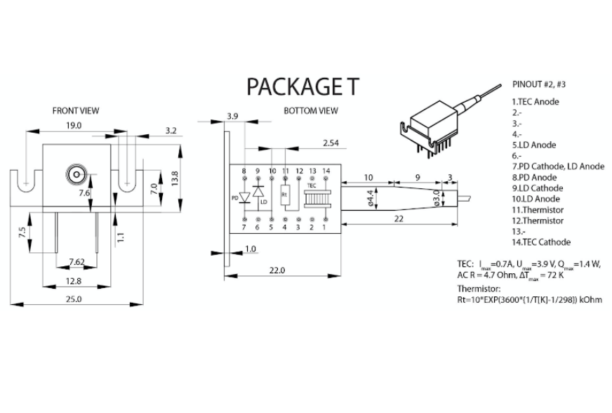 Fiber FC/APC with 14pin DIL Internal TE Cooler 2.5Gbps 1570nm DFB Laser