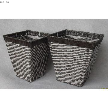 S/2 rectangle and tarpered Iron wire with plastic rattan basket