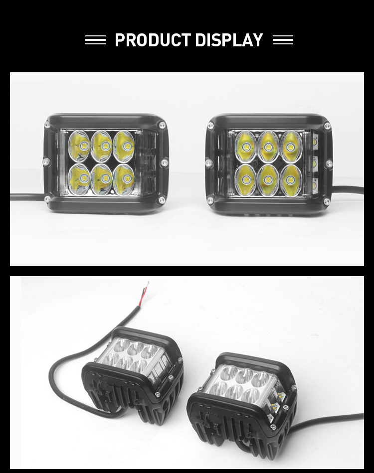 Luz de trabajo de minería cuadrada 45w de 3.8 "con luces laterales, luz de trabajo led de camión campo a través para furgoneta camper SUV ATV