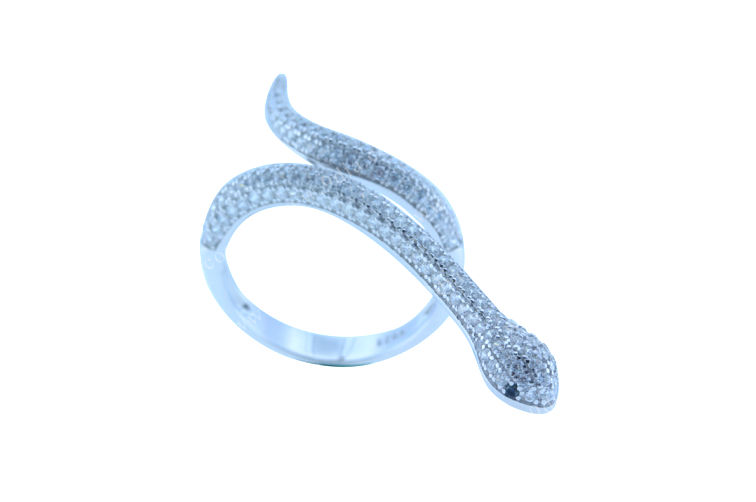 New Designs Wholesale Silver CZ Jewelry Double V Shape Finger Ring