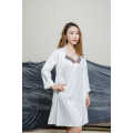 White satin nightdress with point print for women