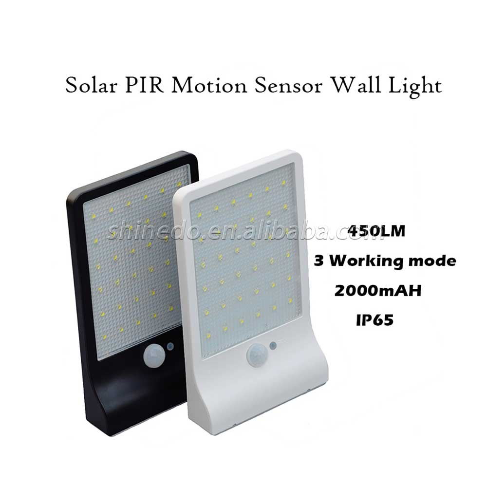 Solar Panel 36LED Motion Sensor Detector Wall Gutter Light With Mounting Pole