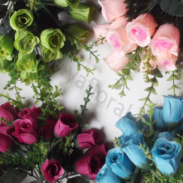 Artificial flower rose bud wholesale silk flower rose buds small artificial bouquet for wedding