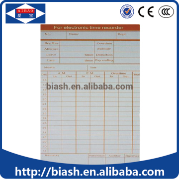 employee punch time card/punch time card supplier