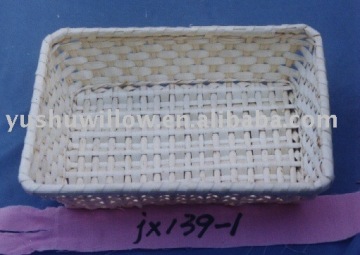 shallow storage basket with paper without handle