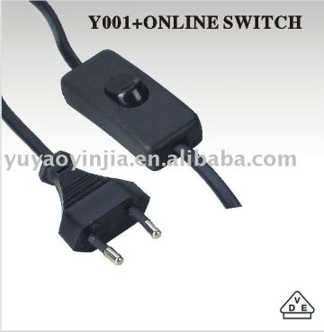 Salt Lamp power cord/ Power cable with in-line switch /AC power cord with switch