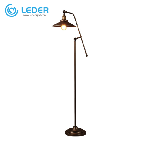 LEDER metalen staande vloerlamp