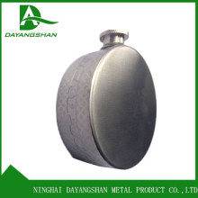 Silver Flagon With Snake Skin Printed Side Logo Round Pewter Hip Flask