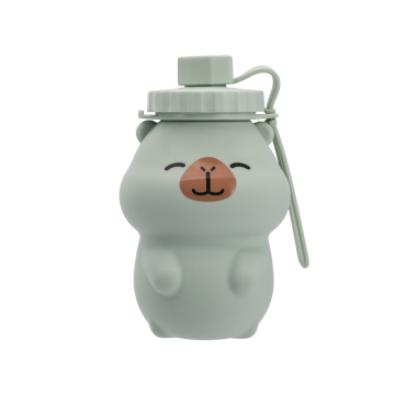 زجاجة مياه للسفر مصنوعة من السيليكون قابلة للطي من كيوت كابيبارا سعة 500 مل