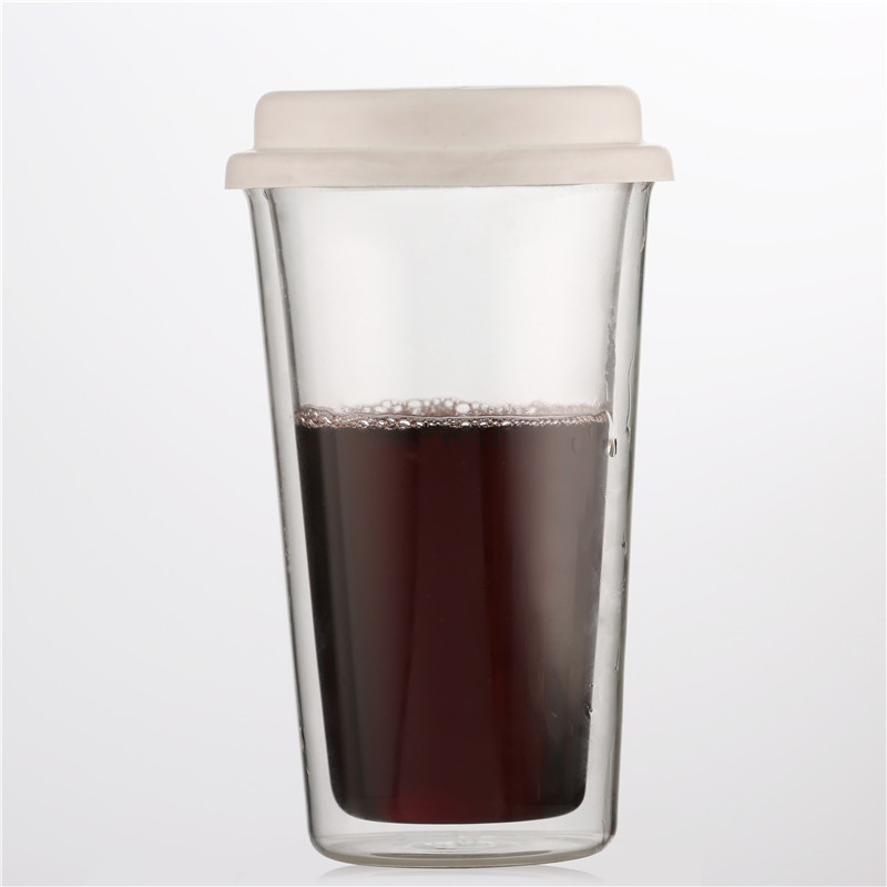 Vaso de vidrio de doble pared de borosilicato alto a prueba de calor colorido Eveich para beber té y café