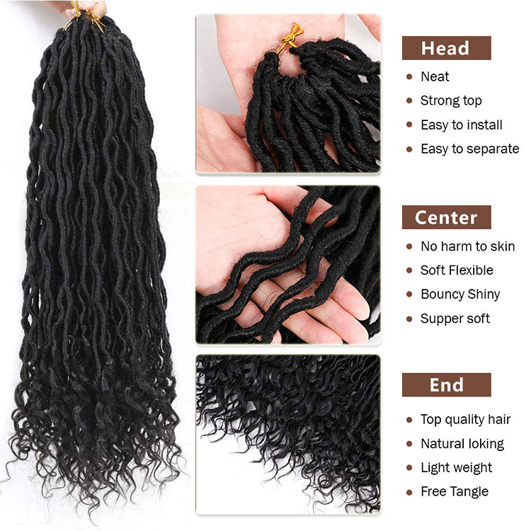 Julianna 18Inch 75G Extensions Wholesale12 Inch Braids Crochet Bohemia Goddess Faux Locs Kanekalon Synthetic Braid Hair