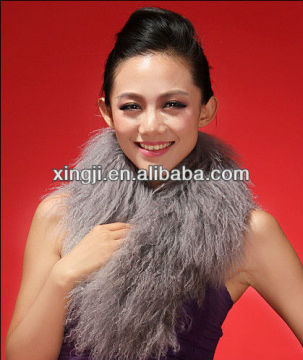 dyed color lamb fur collar for jacket with lining fur collar