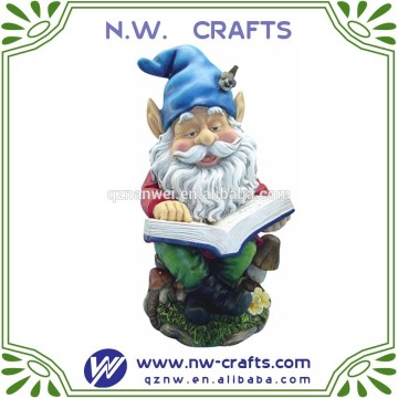 Handmade garden dwarf reading gnomes